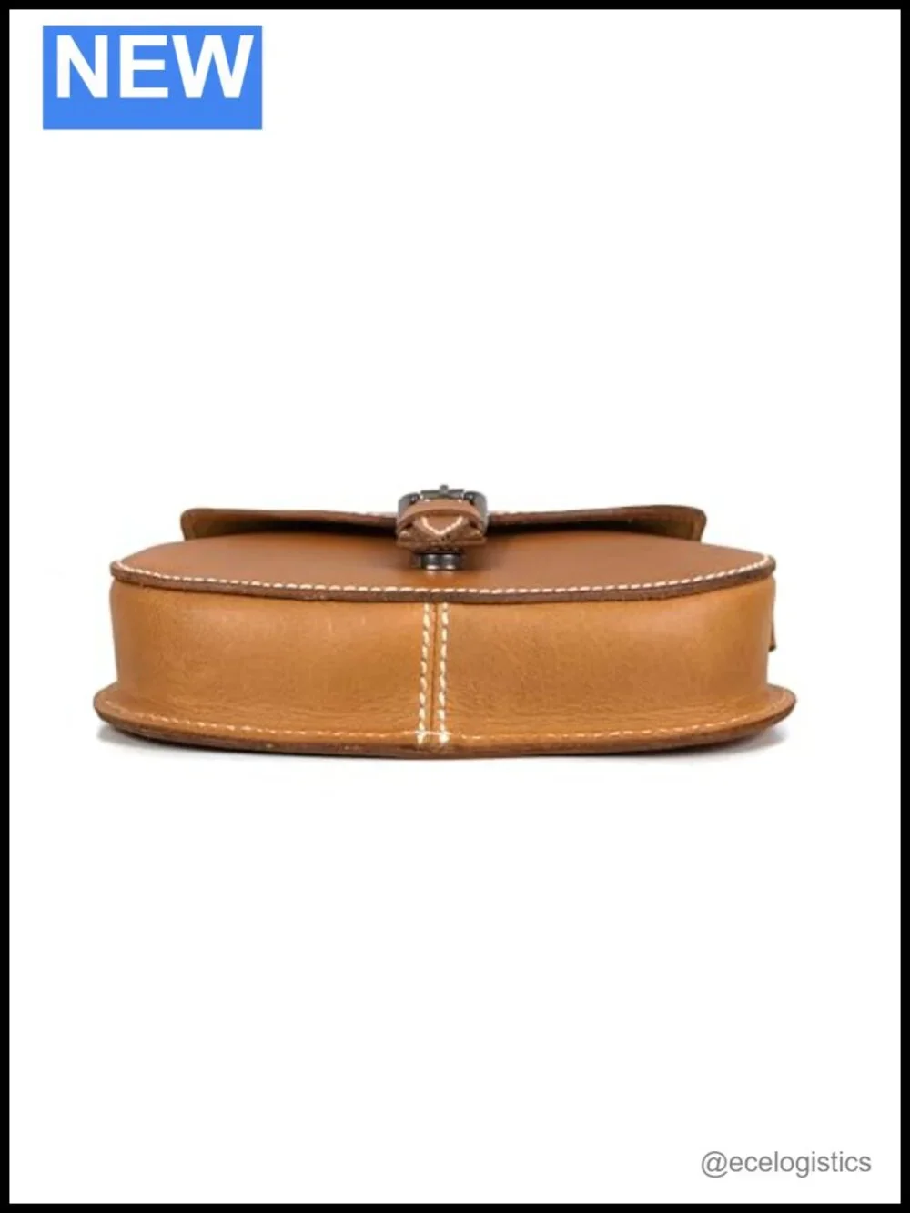 Saddle Leather Crossbody Bag with Adjustable Strap and Buckle Closure